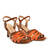 Dual Color Sandals in Orange and Brown Faux Leather