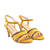 Combined Sandals in Yellow Faux embossed leather and Faux Suede