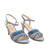 Combined Sandals in Blue Faux embossed leather and Faux Suede