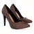 Heeled shoes in light brown faux suede