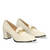 Heeled moccasins in white faux leather and gold chain link detail