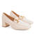 Heeled moccasins in white patent