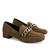 Moccasins in kaki faux suede with chain link detail