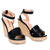 Black faux leather espadrilles with jute wedge