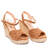 Camel faux suede espadrilles with jute wedge