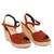 Brick-red faux suede espadrilles with jute wedge