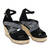 Black faux suede espadrilles with jute wedge