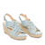 Light blue faux suede espadrilles with jute wedge