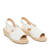 White faux leather sandals with jute wedge