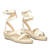 Beige faux leather sandals with jute wedge