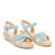 Light blue faux suede sandals with jute wedge