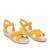 Mustard faux suede sandals with jute wedge