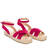 Fuchsia faux suede sandals with jute wedge