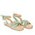 Mint faux suede sandals with jute wedge