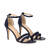 Navy faux leather heeled sandals