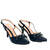 Navy faux leather slingback court shoes