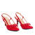 Red faux leather slingback court shoes