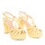 Embossed yellow faux patent sandals