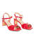 Red embossed faux leather sandals