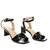 Black faux leather sandals