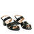 Black embossed faux leather sandals