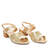 Gold embossed faux leather sandals