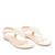 Flache Sandalen aus Lederimitat in Creme