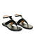 Black faux leather flat sandals