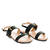 Black faux leather flat sandals