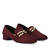 Moccasins in burgundy faux suede with chain detail