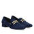 Moccasins in navy faux suede with chain detail