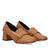 Heeled moccasin in brown faux leather