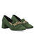 Heeled moccasin in green coloured faux suede