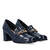 Heeled moccasins in navy patent