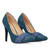 Fine tip stilettos in blue faux leather