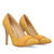 Fine tip stilettos in blue mustard leather