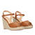 Brown soft fabric sandal with a jute wedge