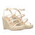 Beige soft fabric sandal with a jute wedge