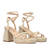 Beige faux suede sandal with squared heel