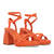 Orange faux suede sandal with squared heel