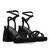 Black faux suede sandal with squared heel