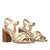 Soft golden colored sandals with squared heel