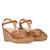 Brown soft sandals with a wooden effect wedge