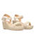 Beige faux suede sandal with a jute wedge