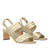 Soft golden mule with a thin block heel