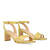 Soft Snake mustard coloured sandals with a thin block heel