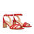 Soft Snake red coloured sandals with a thin block heel