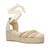 Wedge sandals in multi-colored fabric with jute wedge