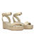 Gold soft sandals with a jute wedge