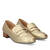 Heeled loafer in soft gold faux leather